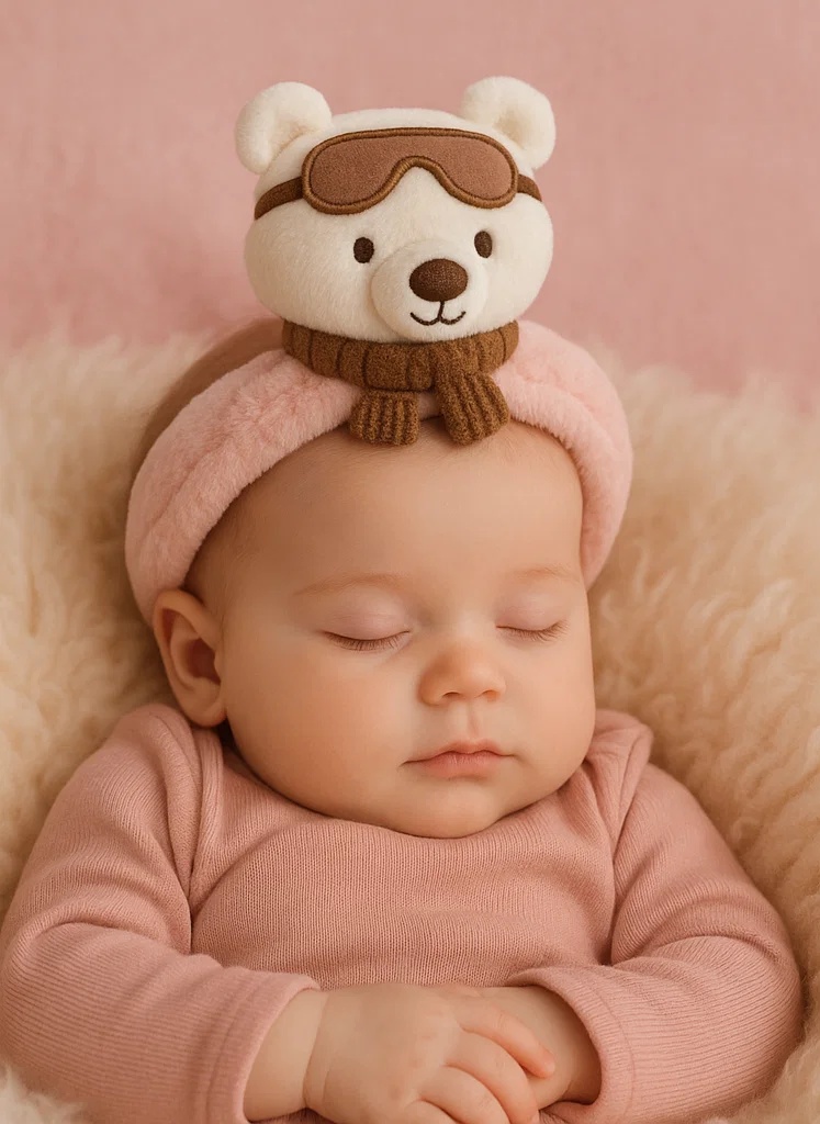 Adventure Bear Plush Baby Headband with Goggles and Scarf