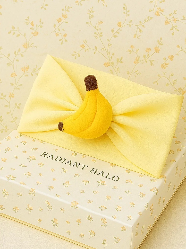 Faixa de cabeça para bebê com design de fruta de banana