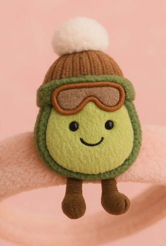 Bandeau pour Bébé avec Jouet en Peluche (Avocat avec Lunettes de Ski) – Accessoire Hiver Adorable et Confortable pour Bébé