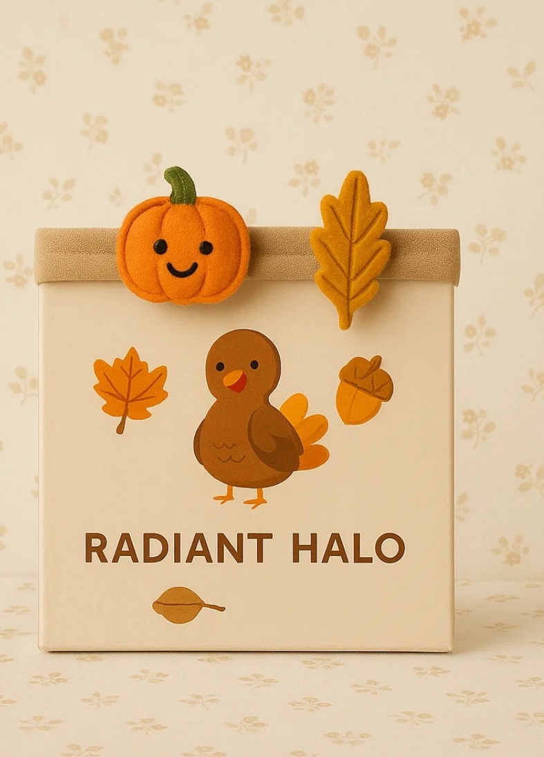 Diadema de bebé con calabaza y caja de regalo otoñal