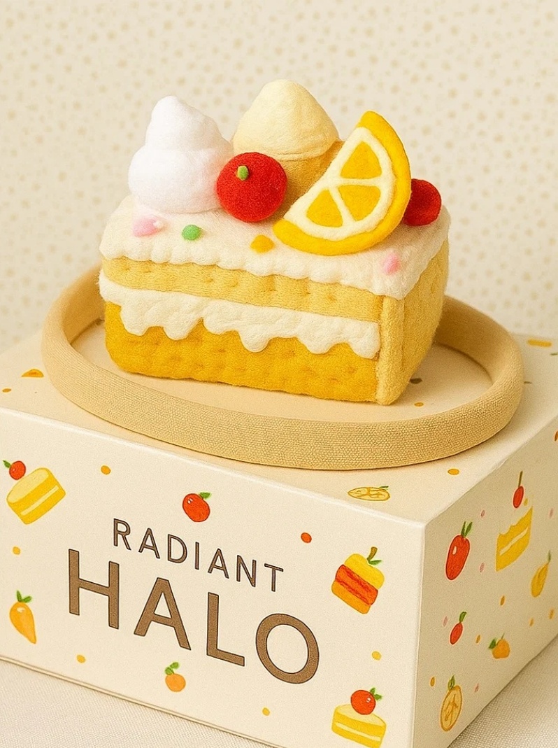 Bandeau Bébé Gâteau – Design Fraise & Chantilly en Feutrine – Radiant Halo