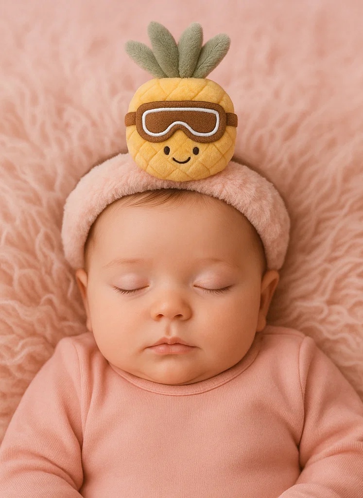 Adorable Pineapple Plush Baby Headband with Ski Goggles