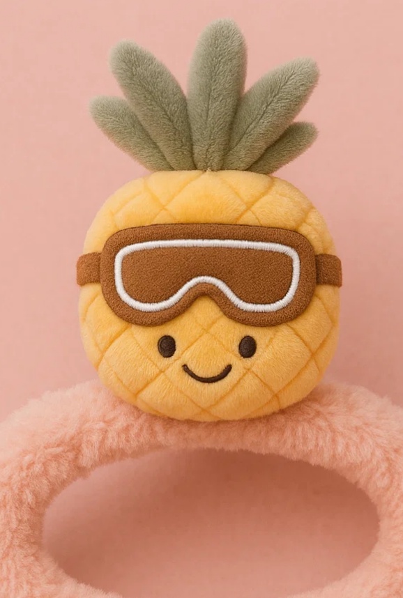 Čelenka pro Miminka s Plyšovou Hračkou (Ananas s Lyžařskými Brýlemi) – Roztomilý a Pohodlný Dětský Doplněk