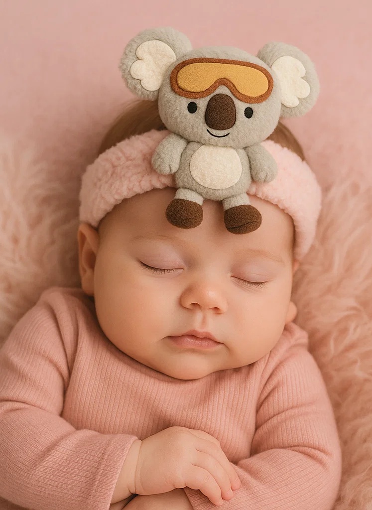Skiing Koala Plush Baby Headband with Ski Poles
