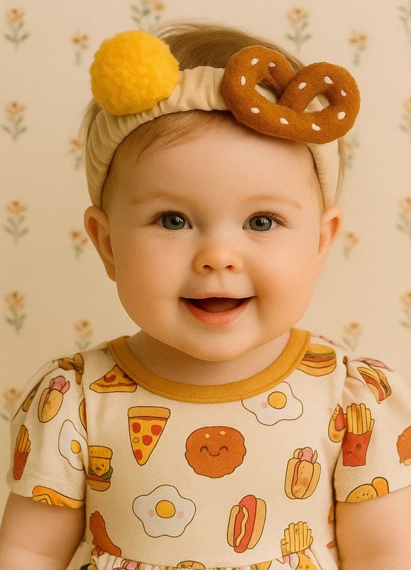Radiant Halo Baby Headband with Pretzel and Pom-Pom