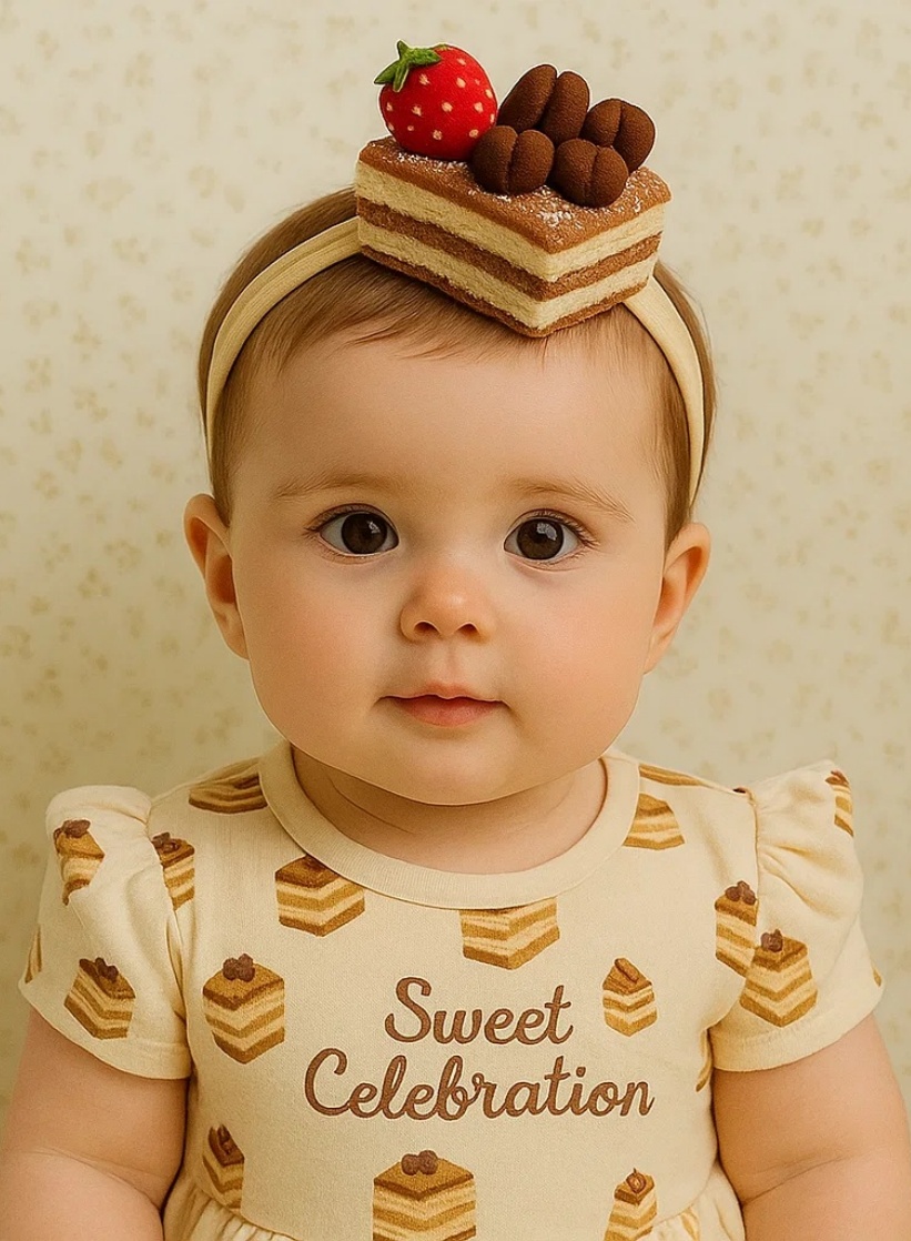 Tiara de Bolo de Chocolate para Bebê – Design com Morango e Trufas – Radiant Halo