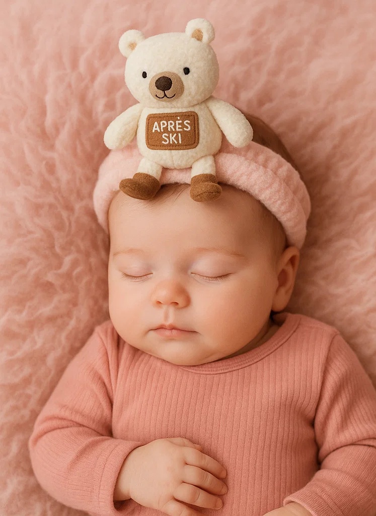 Après Ski Bear Plush Baby Headband with Winter Charm