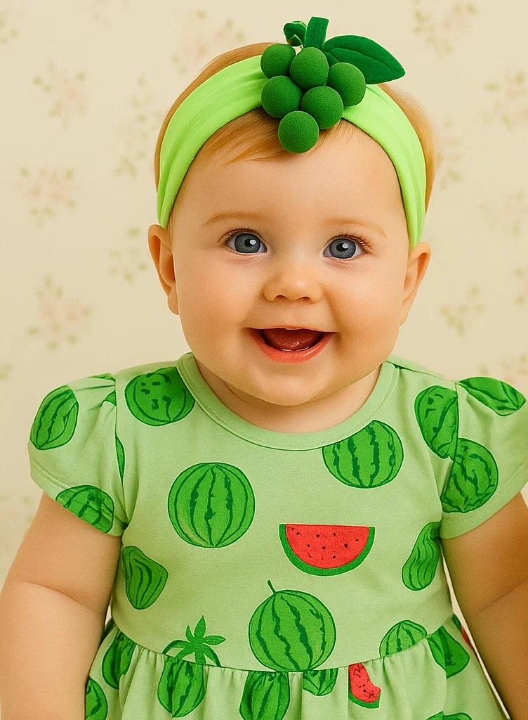Cute Green Grape Baby Headband with Plush Fruit Design