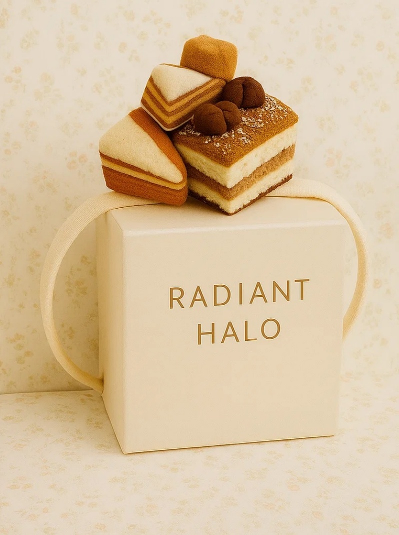Bentiță Tort Ciocolată pentru Bebeluși – Design cu Trufe și Căpșună – Radiant Halo