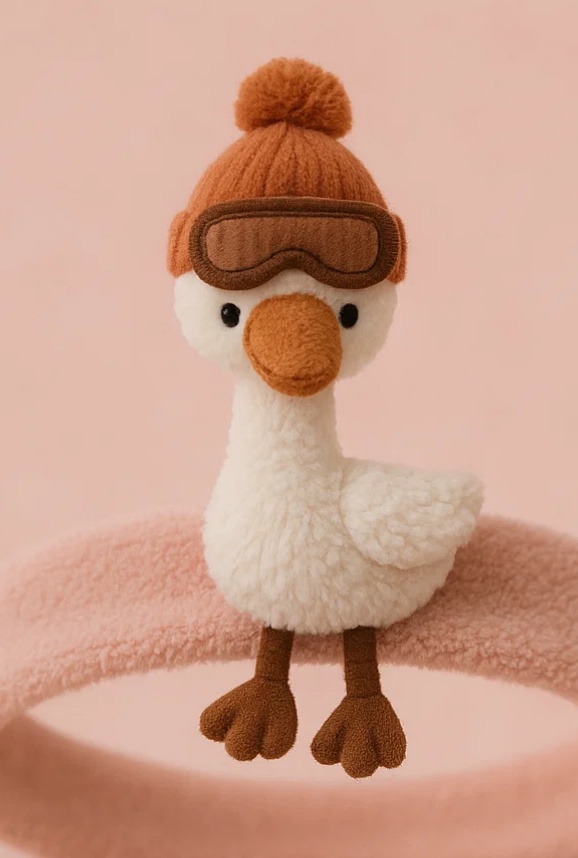 Mignon Oie en Peluche avec Lunettes de Ski pour Bébé