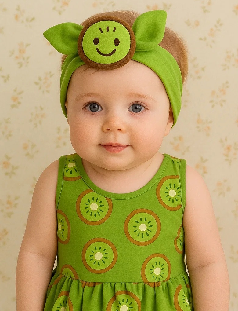 Zesty Kiwi Baby Headband – Soft Elastic Fruit Accessory