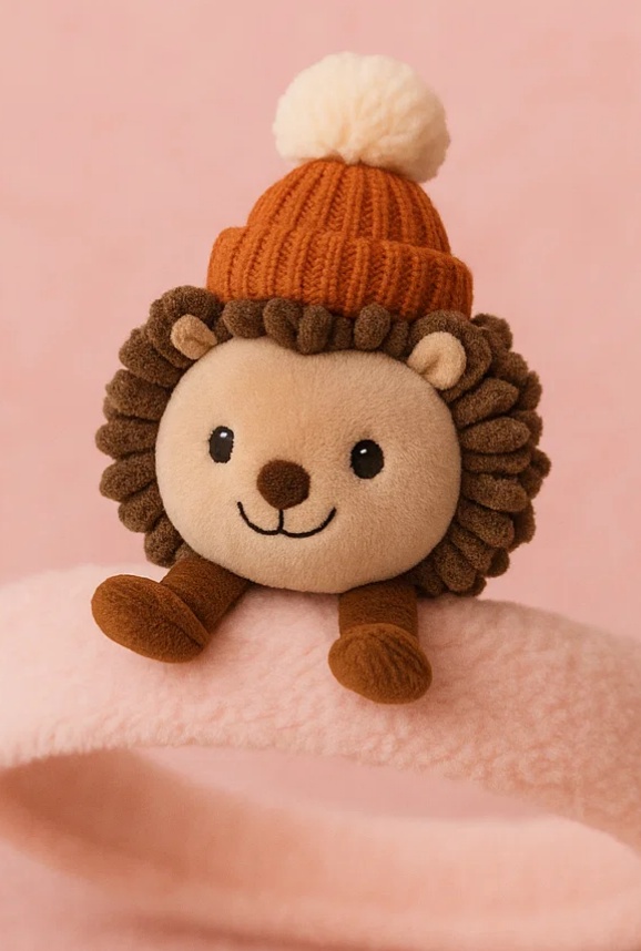 Plush Lion Baby Headband with Knitted Hat and Pom-Pom for Kids