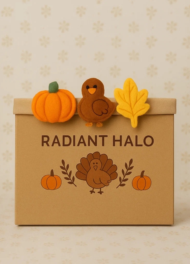 Autumn Turkey Baby Headband with Pumpkin and Leaf
