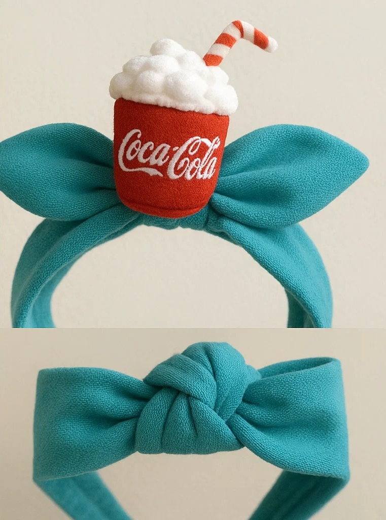 Diadema de Bebé con Estilo Refresco de Cola y Crema | Cola Drink Style Baby Headband with Whipped Top