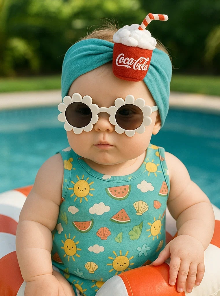 Diadema de Bebé con Estilo Refresco de Cola y Crema | Cola Drink Style Baby Headband with Whipped Top
