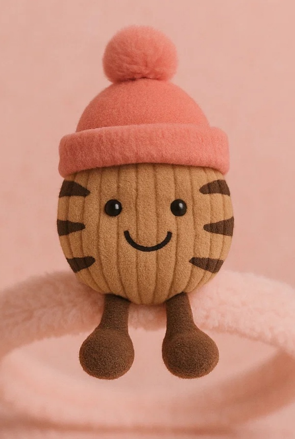Plush Tiger Baby Headband with Pink Knitted Hat and Pom-Pom