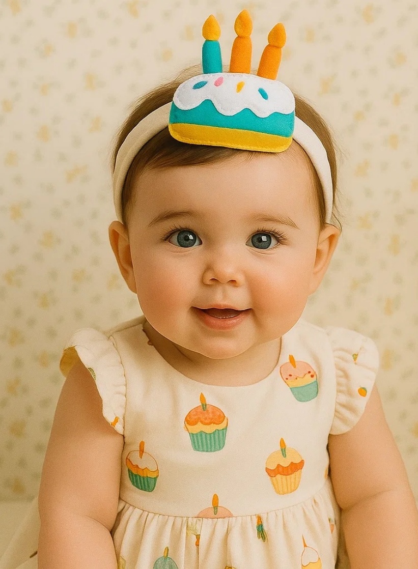 Sunshine Yellow Birthday Cake Baby Headband