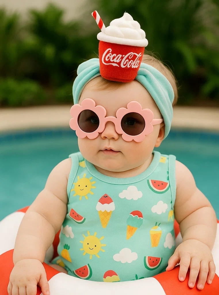 Faixa de Bebê Refrigerante Coca-Cola com Chantilly de Pelúcia