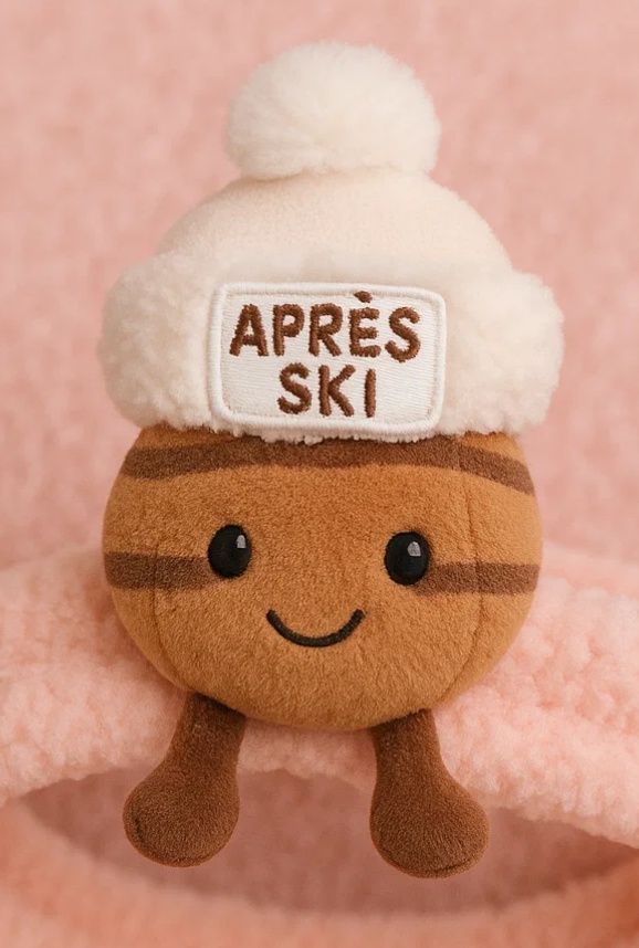 Plush Nut Baby Headband with Après Ski Label and White Pom-Pom