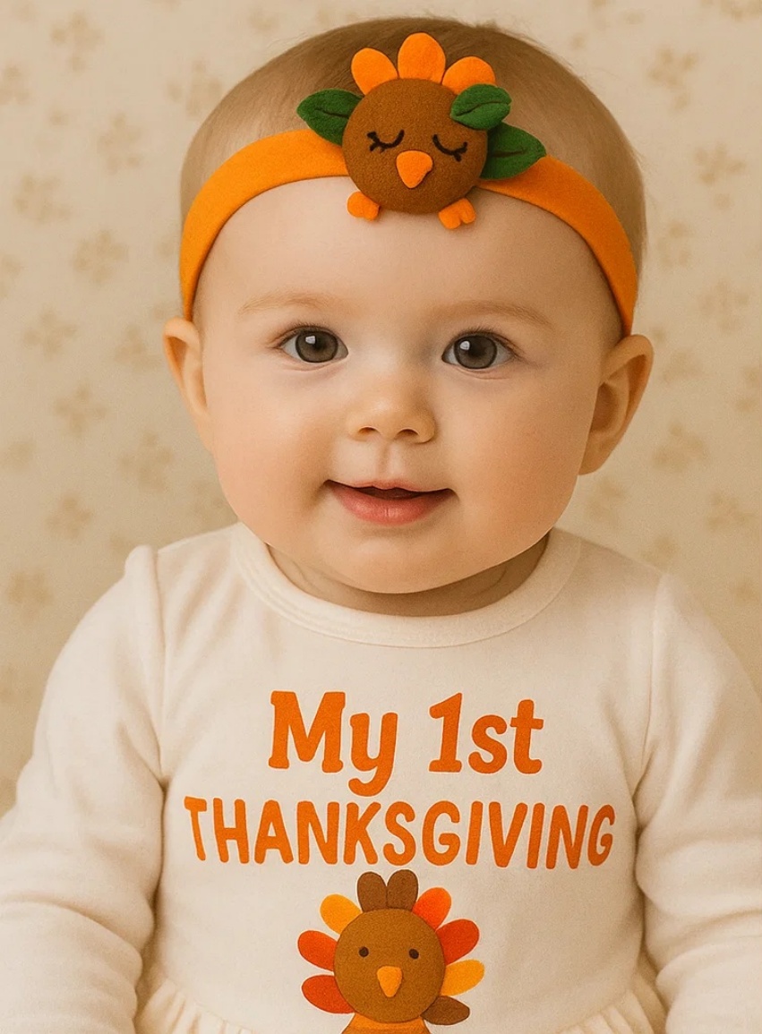 Autumn Leaves Baby Headband – Sleepy Turkey Design