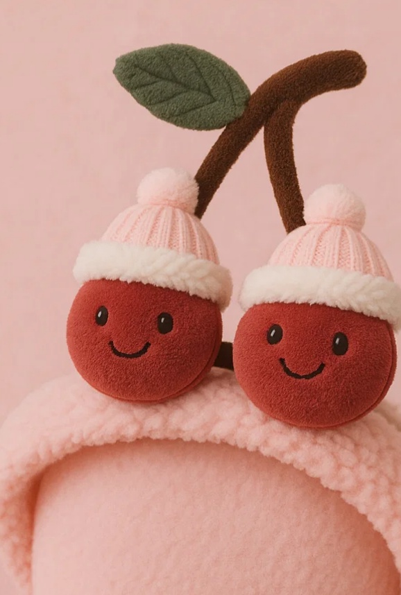 Adorable Plush Double Cherry Baby Headband – Soft, Safe & Sweet for Little Ones