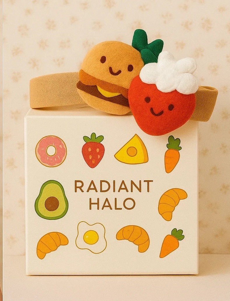 Smiley Burger & Strawberry Baby Headband