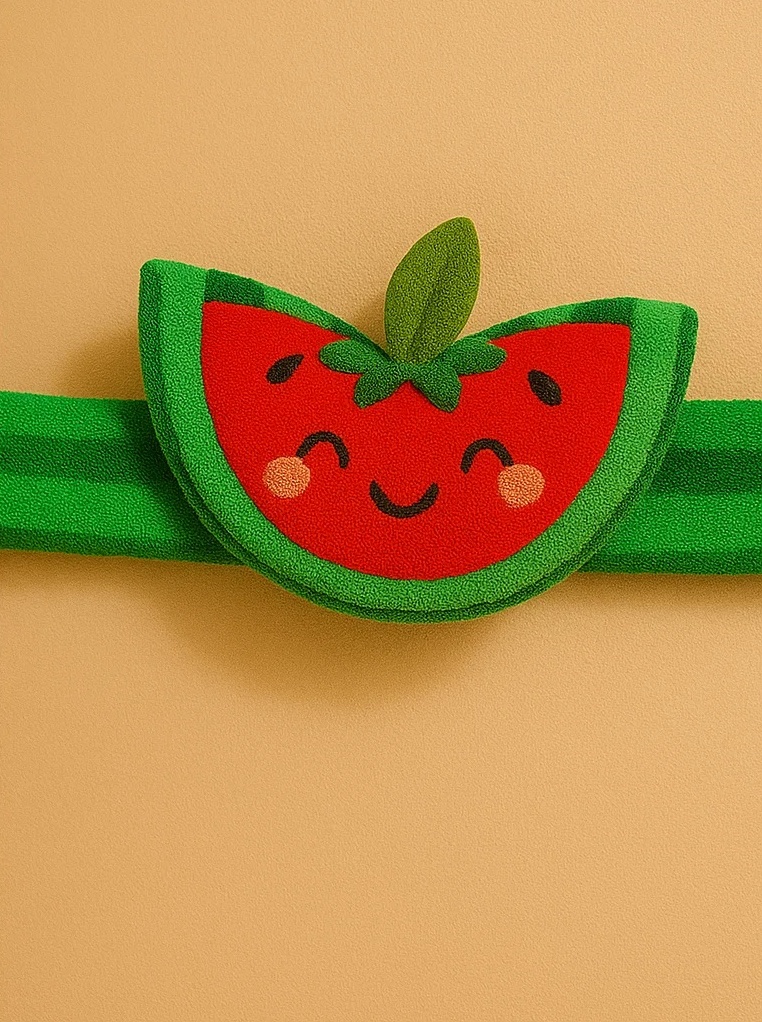 Bandeau Bébé Pastèque Créatif – Accessoire Cheveux Fruit en Peluche pour Enfants
