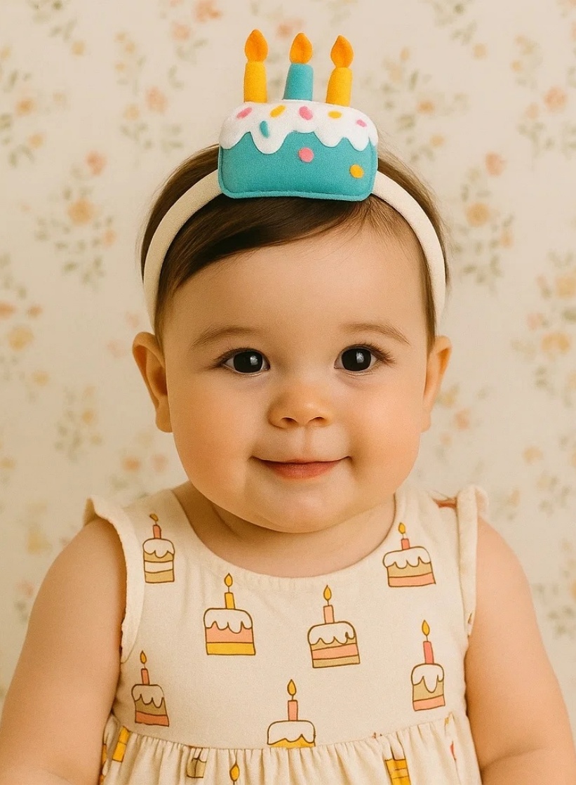 Pastel Orange Birthday Cake Baby Headband