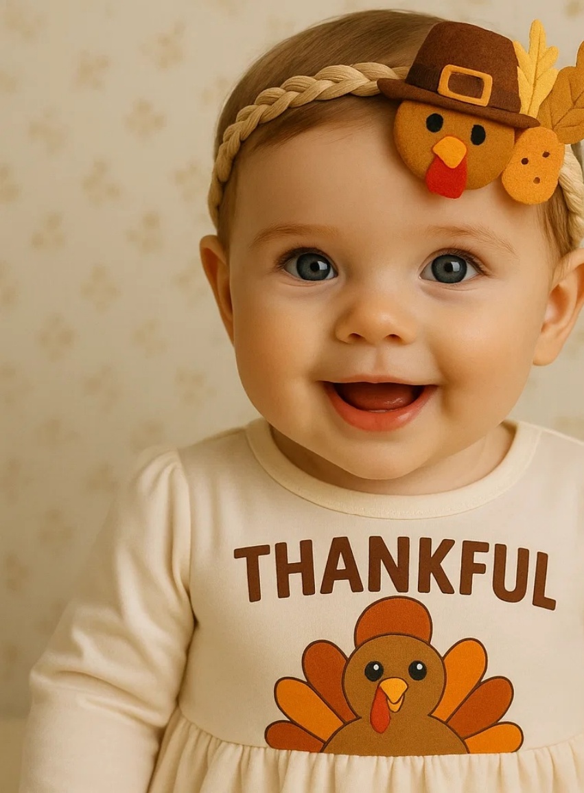 Pilgrim Turkey Baby Headband with Braided Band