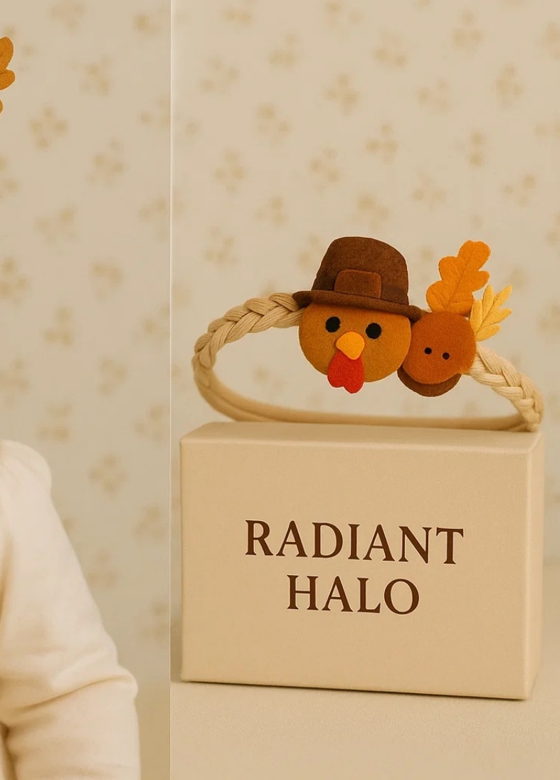 Pilgrim Turkey Baby Headband with Braided Band