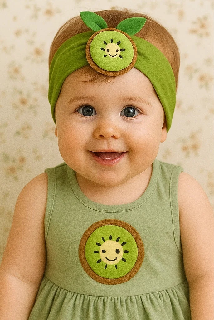 Diadema para bebé con diseño de kiwi sonriente