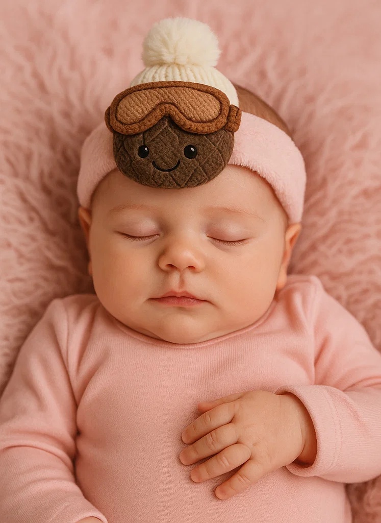 Plüsch-Nuss Baby Kopfbedeckung mit Ski-Goggles und Pompon