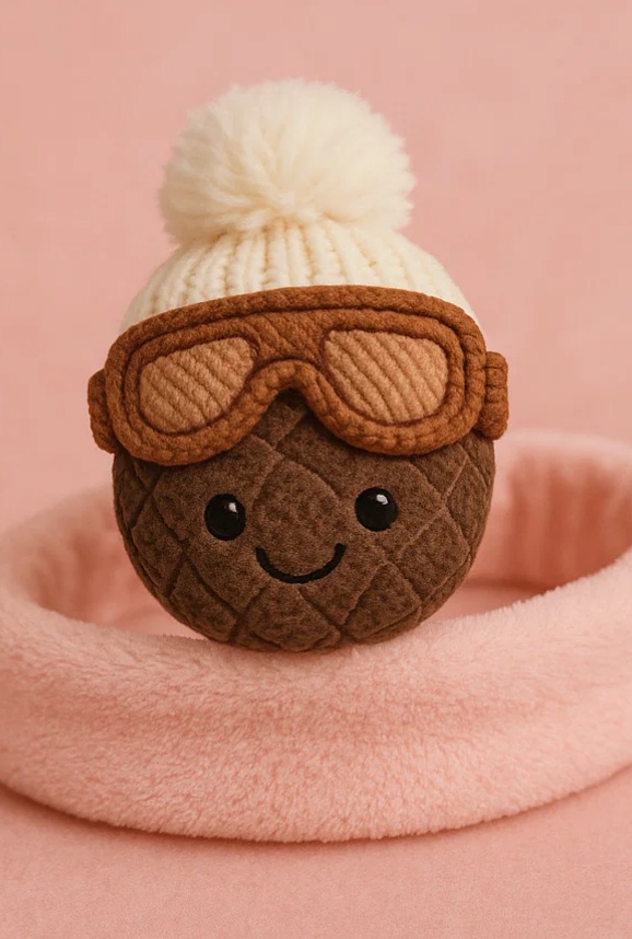 Plüsch-Nuss Baby Kopfbedeckung mit Ski-Goggles und Pompon