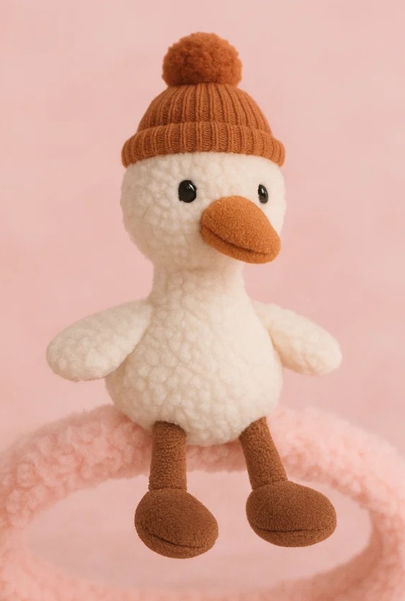 Fluffy Duck Plush Baby Headband – Warm Knit Brown Hat Style