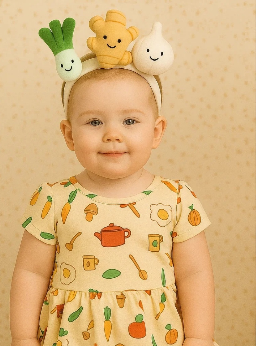 Ginger, Onion & Garlic-Themed Plush Headband for Fun and Comfort