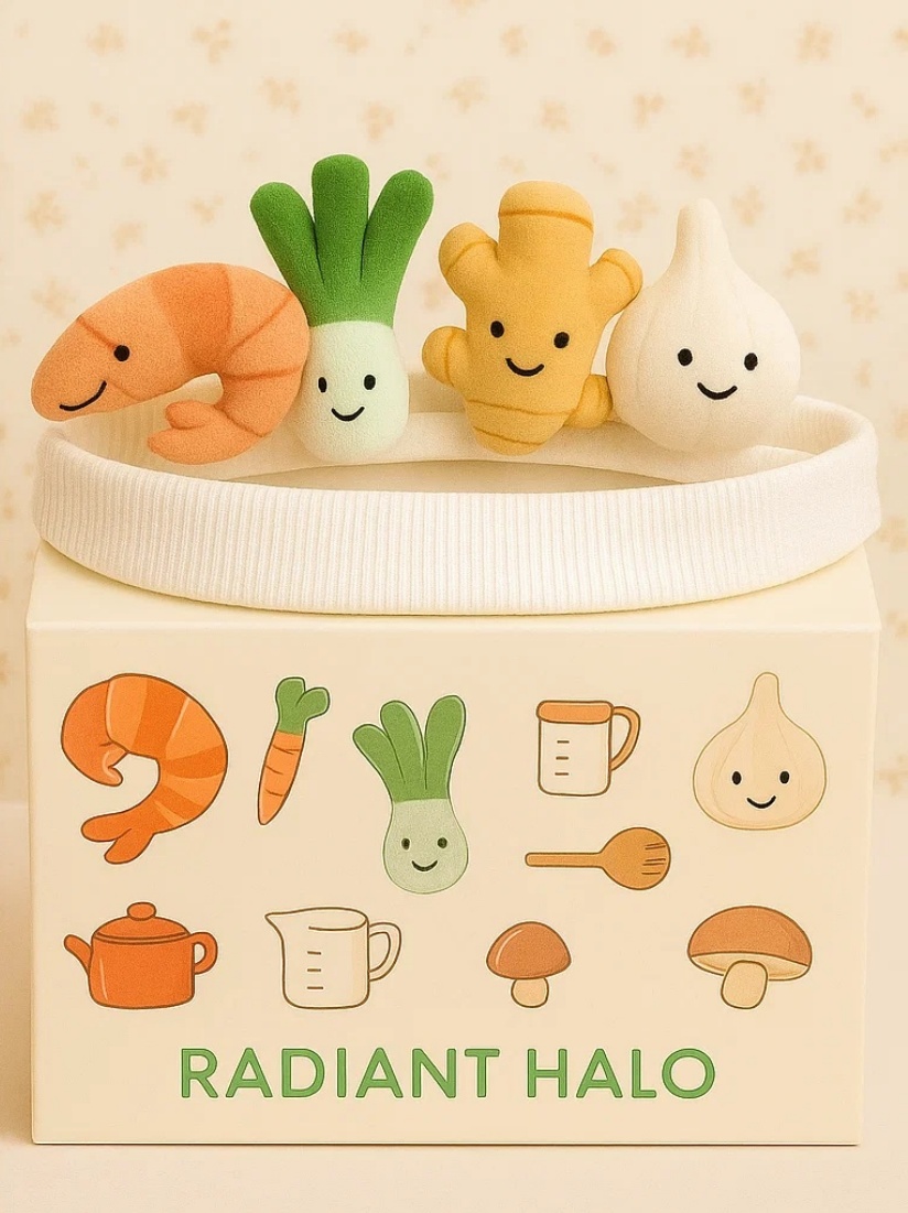 Ginger, Onion & Garlic-Themed Plush Headband for Fun and Comfort