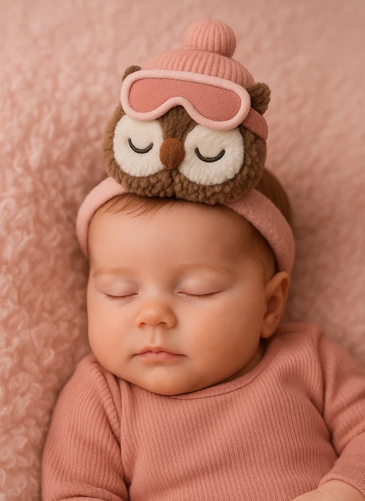 Diadema de bebé con lechuza de peluche – estilo invernal adorable