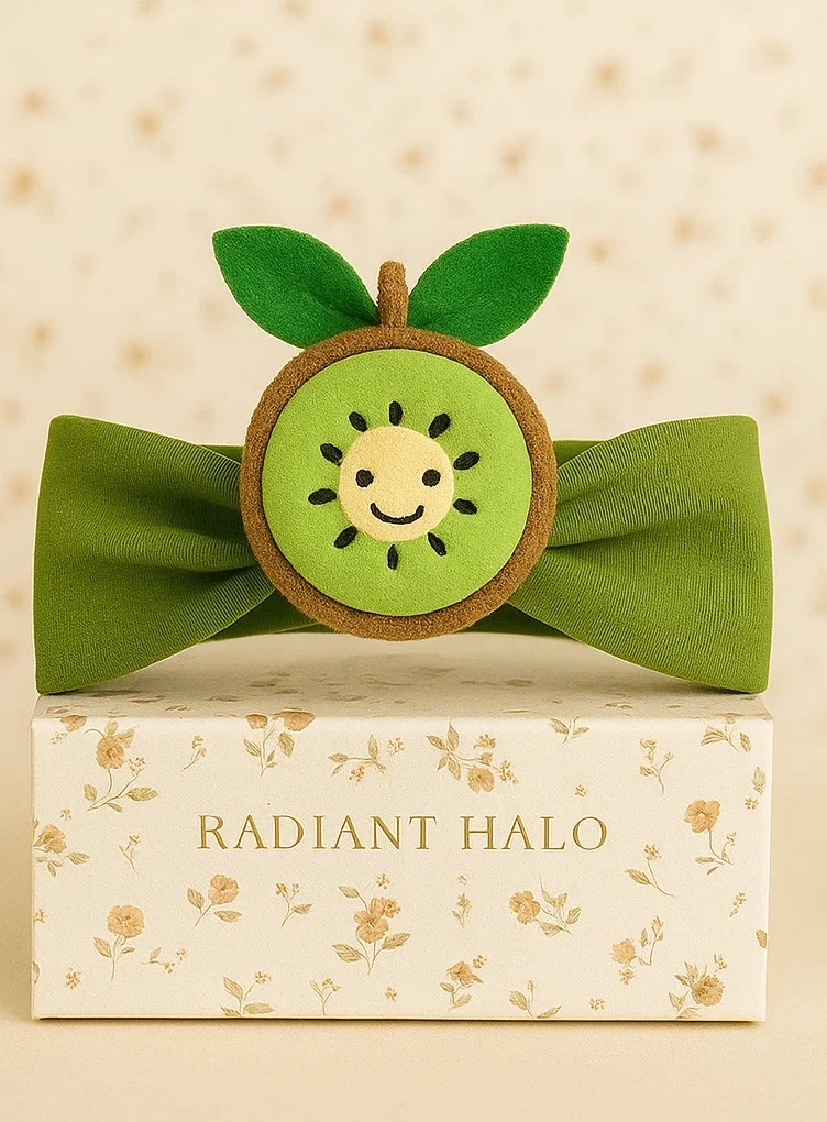 Bandeau bébé motif kiwi vert naturel