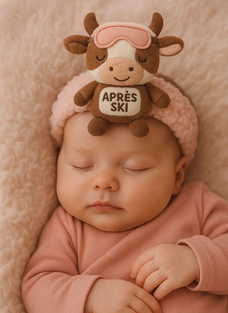 Après Ski Cow Plush Baby Headband – Winter Sporty Style