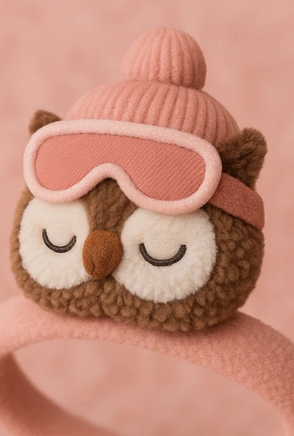 Diadema de bebé con lechuza de peluche – estilo invernal adorable