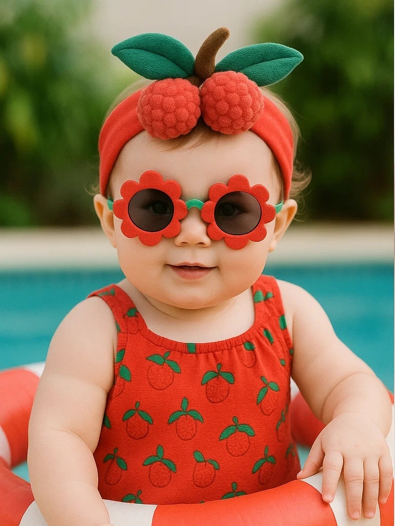 Bandeau bébé litchi adorable – Accessoire fruité doux et confortable
