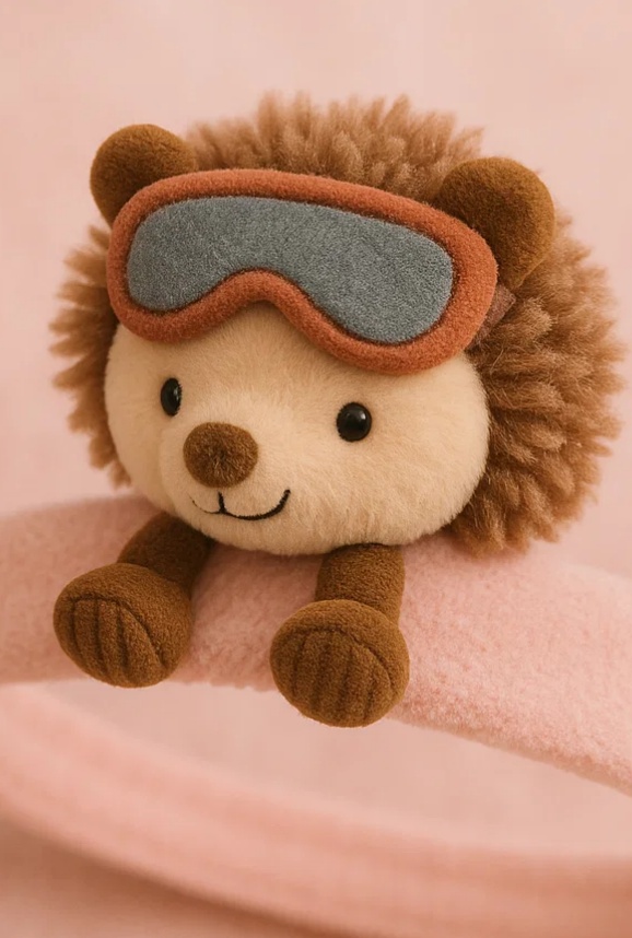 Ski Hedgehog Plush Baby Headband – Pink Goggles Edition