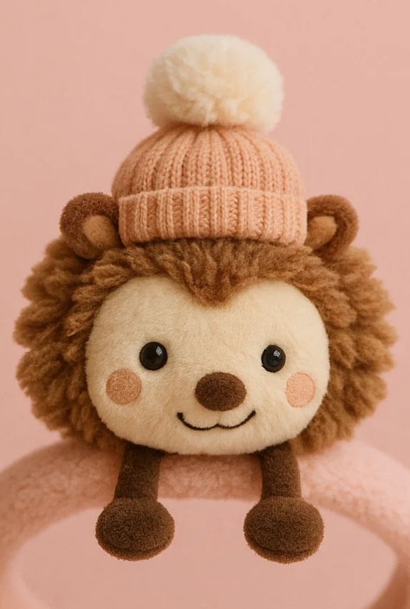 Red Hat Hedgehog Plush Toy Baby Headband