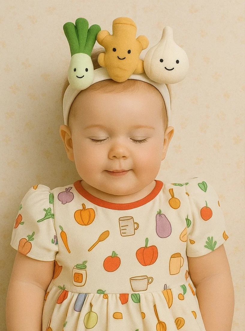 Spicy Kitchen Seasonings Plush Headband: Ginger, Onion & Garlic