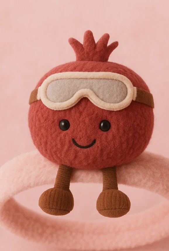 Cute Pomegranate Plush Baby Headband with Ski Goggles - Cozy Winter Baby Accessory
