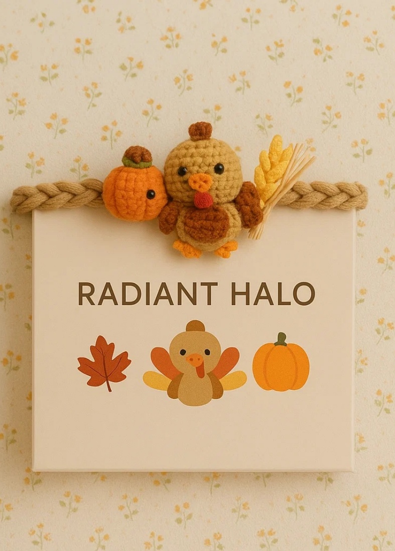 Diadema de bebé de Acción de Gracias con pavo y calabaza - Radiant Halo