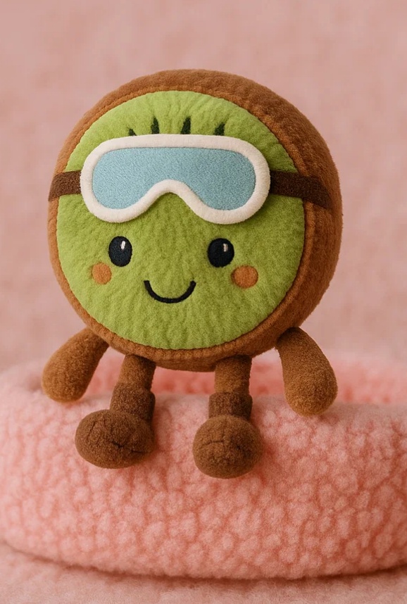 Kiwi Plush Baby Headband with Soft Pom-Pom and Ski Goggles - Cozy Baby Winter Accessory