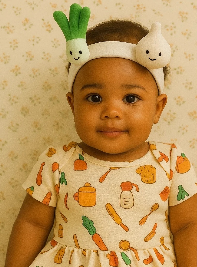 Flavorful Kitchen-Inspired Plush Headband with Ginger, Onion & Garlic