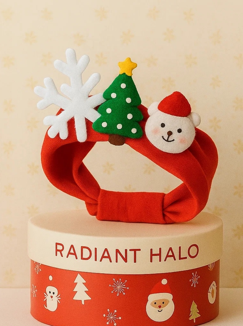 Weihnachtliches Stirnband für Babys mit Schneemann und Tannenbaum