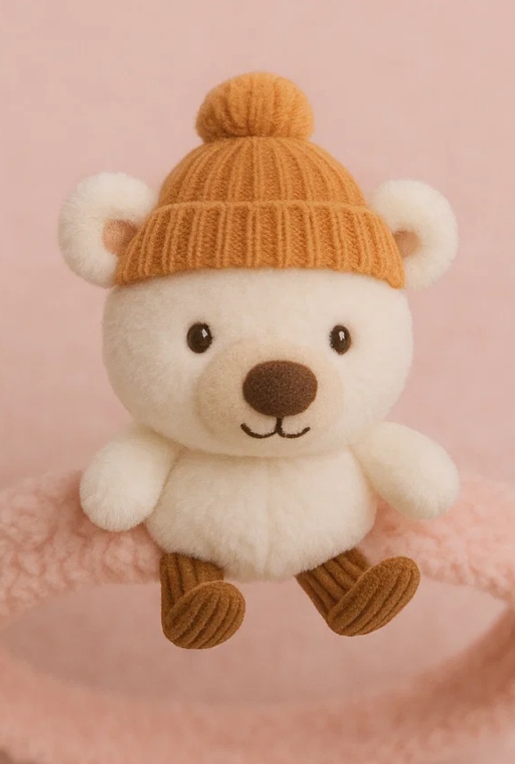 Faixa de Cabelo de Pelúcia para Bebê com Cachorrinho de Inverno Fofo